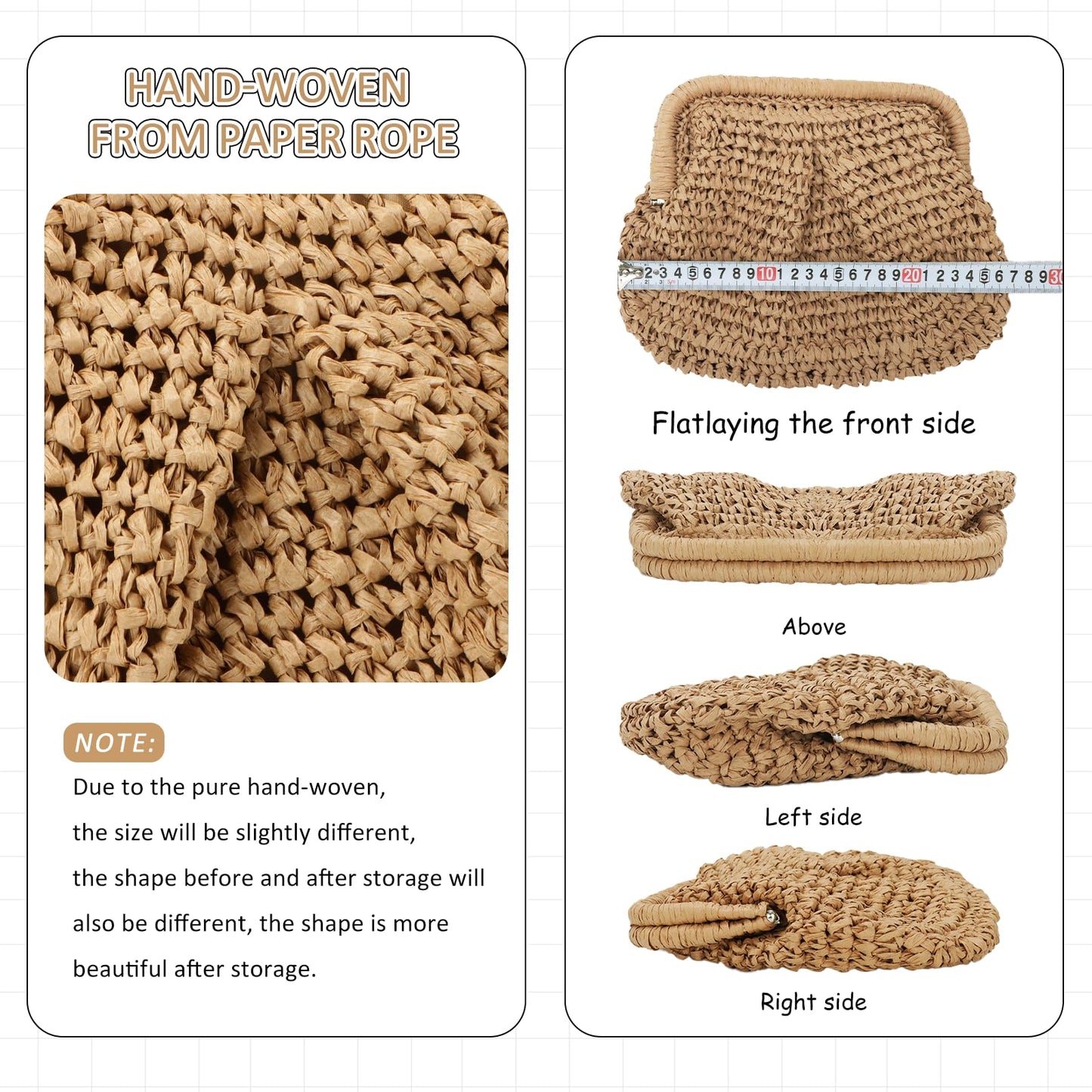 Emprier Straw Clutch Purses for Women Cloud Dumpling Pouch Straw Crossbody Shoulder Handbag Summer Beach Woven Bag