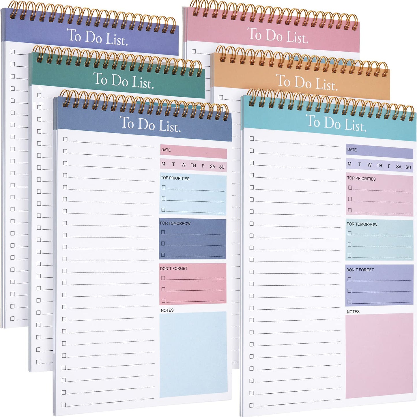 Thenshop 6 Pack To Do List Notepad Daily to Do List Notepad 6.5 x 9.8 Inches Notebook Undated 52 Sheets Paper Planner Daily for Work Planning Pad for School Office Student