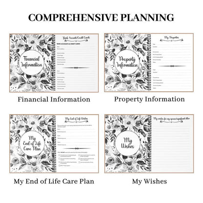 End of Life Planner Organizer Notebook with Pocket for Documents, I'M Dead Now What Planner Spiral Bound If I Die Binder Organizer Guided Final Arrangement for Beneficiary Will Preparation Last Wishes