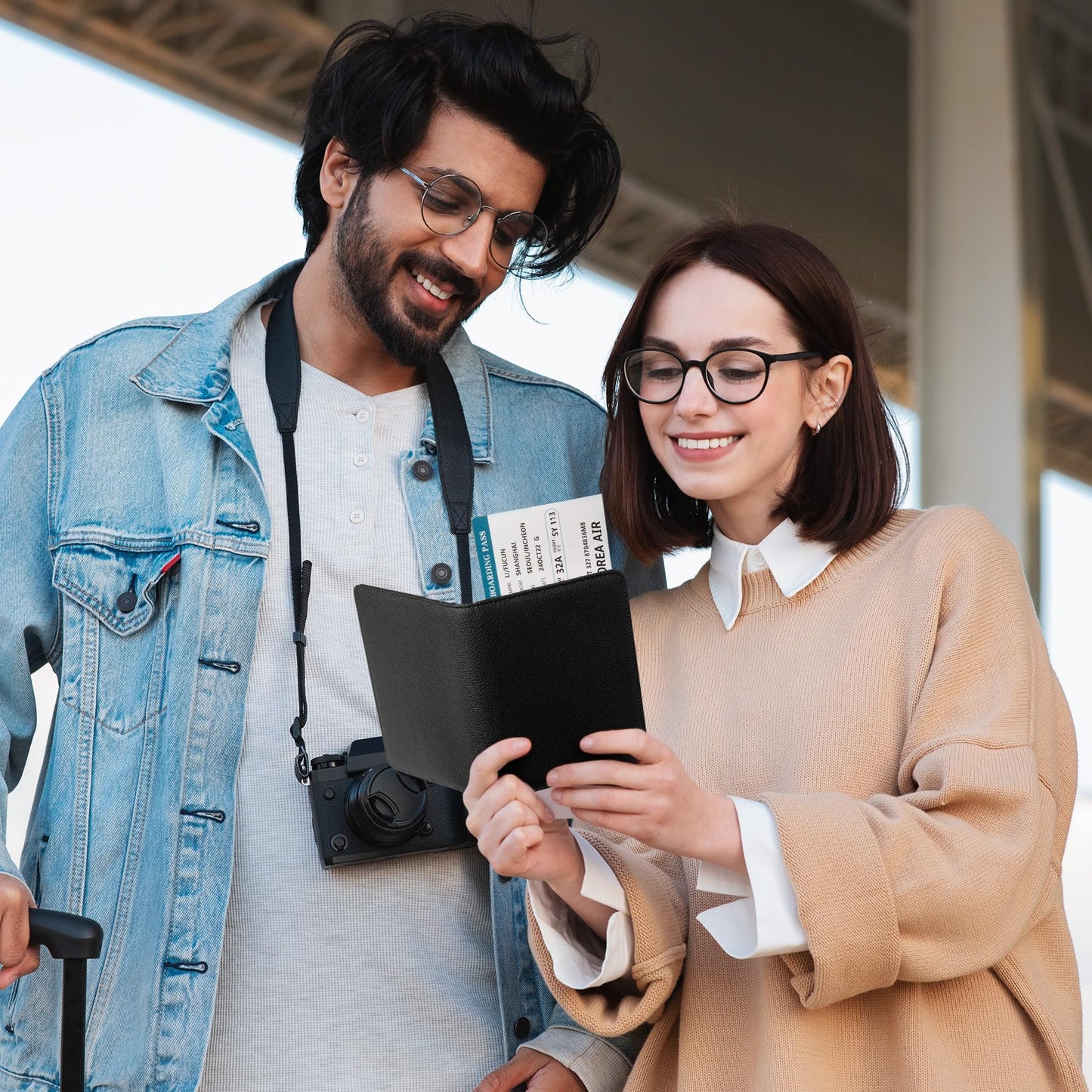 VULKIT Passport Holder Magnetic Closure RFID Blocking Travel Wallet Passport Book Cover Boarding Pass Holder Travel Essentials