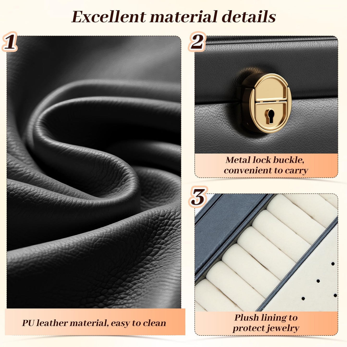 Jewelry Box for Women with Lock, 5-Layer Jewelry Organizer with Mirror & 4 Drawers, Lockable Faux Leather Storage Case for Ring Necklace Bracelet Earring, Elegant Gift for Girls Mom Girlfriend, Black