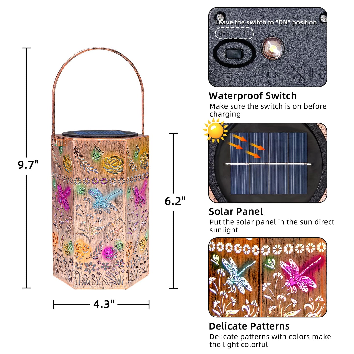 Singingarden Outdoor Gifts for Women - Dragonfly Outdoor Solar Lantern Garden Decor Patio Decor for Yard, Patio, Pathway