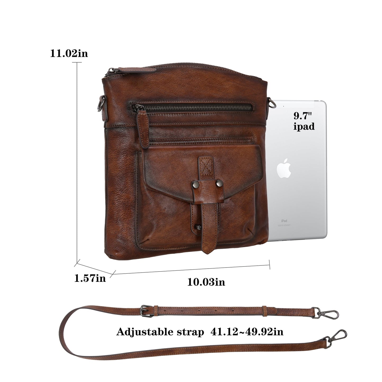 HESHE Crossbody Bags Leather Purse Vintage Shoulder Hangbags Satchel Bag with Multi Pockets Hobo Crossbody Purses(Coffee)