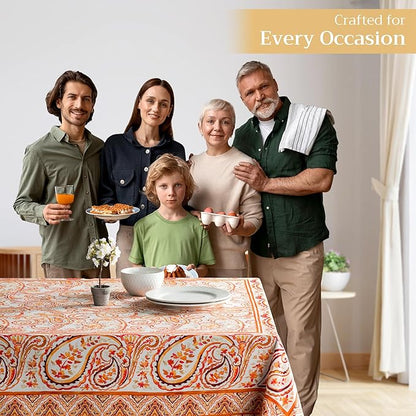 Maison d' Hermine Table Cloth Square Table 100% Cotton 54 x 54 Inches Fall Tablecloth Reusable Everyday Use for Thanksgiving Christmas Decorations Dining Farmhouse Party (Palatial Paisley)