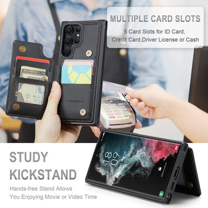 Vinich for Samsung Galaxy S22 Ultra Wallet Case with Card Holder, RFID Blocking Credit Slots Kickstand Shockproof Phone Cover Fit for Galaxy S22 Ultra 6.8" Black