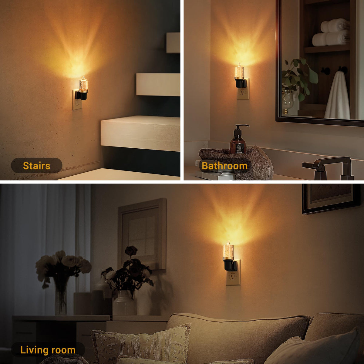 JandCase LED Night Light, Dimmable Night Lights Plug into Wall, Modern Nightlight with Auto On Off Light Sensor, 3000K Soft White Night Light 0-100LM Brightness for Bathroom Hallway Bedroom Decor
