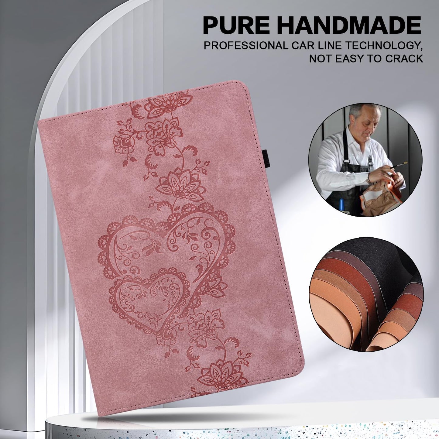 TUOLISG Case for iPad 6th / 5th Generation 9.7 Inch 2018/2017, iPad Air 2 Multi Angle Flip PU Leather Shockproof Case with Pencil Holder/Card Slots, Pink