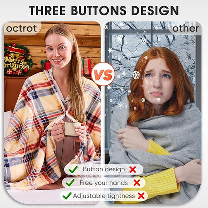 Heated Electric Blanket Full Size,72X84 Heating Blanket,Red Plaid Soft Sherpa Blankets Warmer Gift for Grandma Women Adult,Fast Heating Washable
