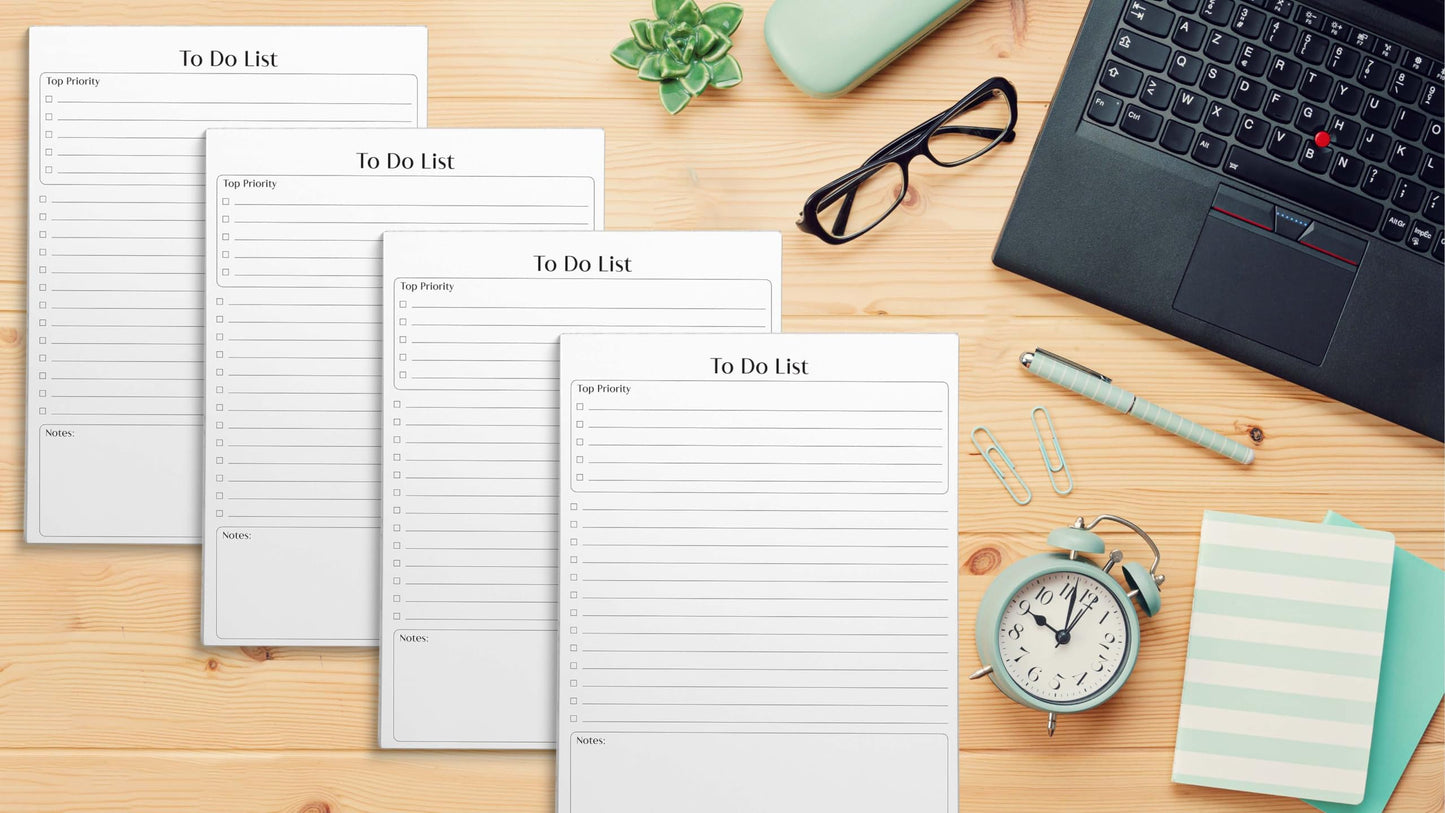 Better Office Products To Do List Notepad, 8.5" x 11", Planning Note Pad, 50 Sheets, Daily Agenda Productivity Checklist Organizer, (4 Pack)