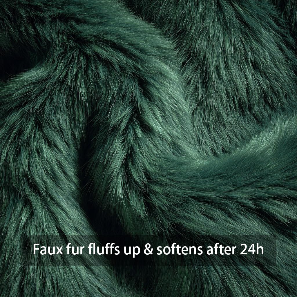 4TH Emotion Christmas Snowflake Tree Decorative Pillow Covers 18x18 Set of 2, Green Soft Plush Faux Fur Farmhouse Throw Cushion Cases for Xmas Winter Holiday Home Decorations