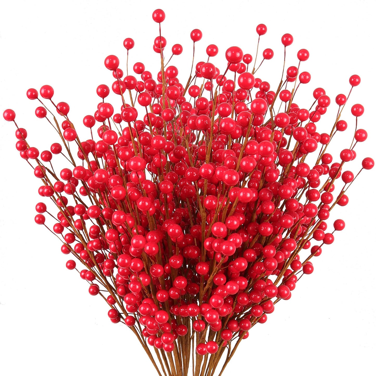 Larksilk 12-Pack 17" Red Berry Stems – Artificial Wired Holly Berry Picks for Christmas Wreaths, Centerpieces, Winter Weddings & Holiday Home Decor | Faux Red Berry Sprays & Crafts