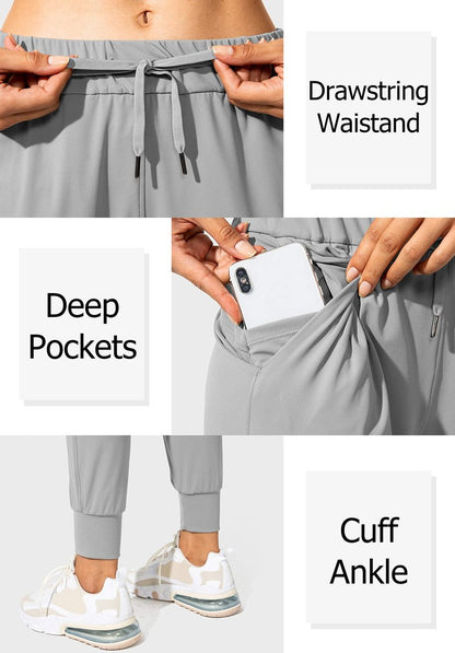 SANTINY Women's Joggers Pants Pockets Drawstring Running Sweatpants for Women Lounge Workout Jogging(Light Grey_M)