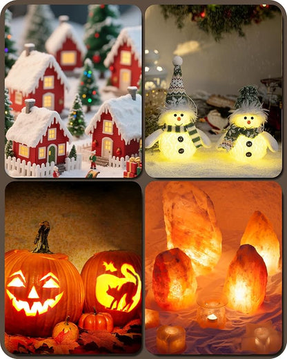 Christmas Village Lights, Decoration String Lights 10.5Ft with 4 C7 LED Bulbs, Warm White, with Male and Female Plugs, for Christmas Snow House,Pumpkin Crafts,Holiday Decoration W03VL05