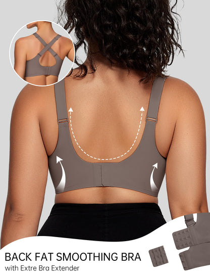 OEAK Womens Wireless Bras V Mesh Comfortable Bralette Supportive Tshirt Bra No Underwire Seamless Push Up Everyday Bras