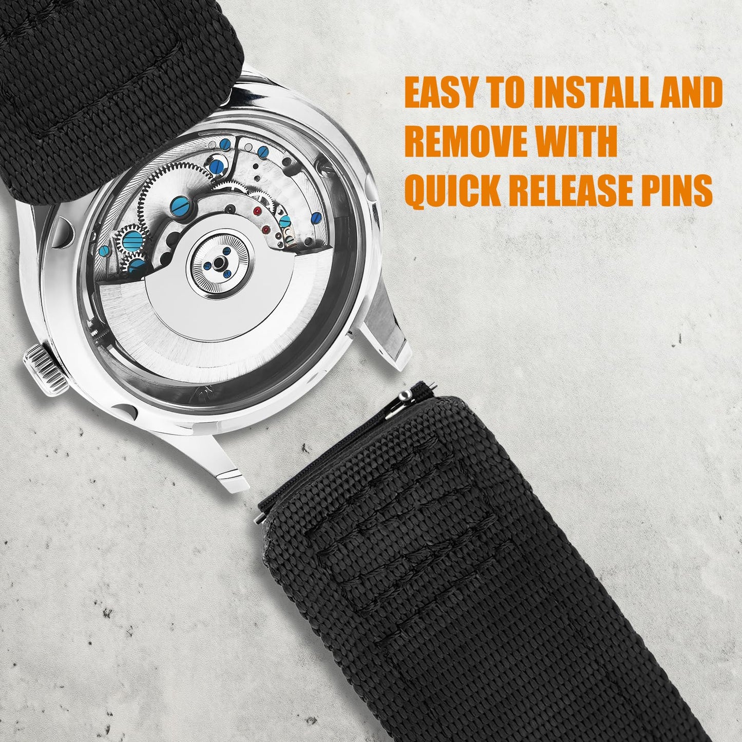 Ritche Christmas Gift Nylon Sport 22MM Quick Release Watch Band for men women,Replacement Timex Watch bands Black, White Elephant Gifts, Stocking Stuffers for Men