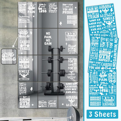 22 PCS Gym Mirror Vinyl Decals Motivational Gym Wall Decal Exercise Inspiring Self Affirmation Decals Positive Fitness Home Decor for Glass Mirror Stickers Peel and Stick Workout Room Crafts Supplies