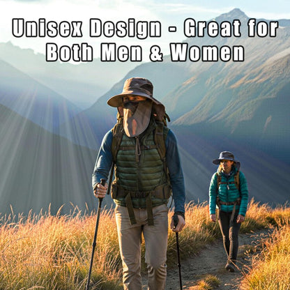 GOOHERA Sun Hat for Men & Women, Breathable Wide Brim Outdoor Fishing Hat with Face Cover & Neck Flap