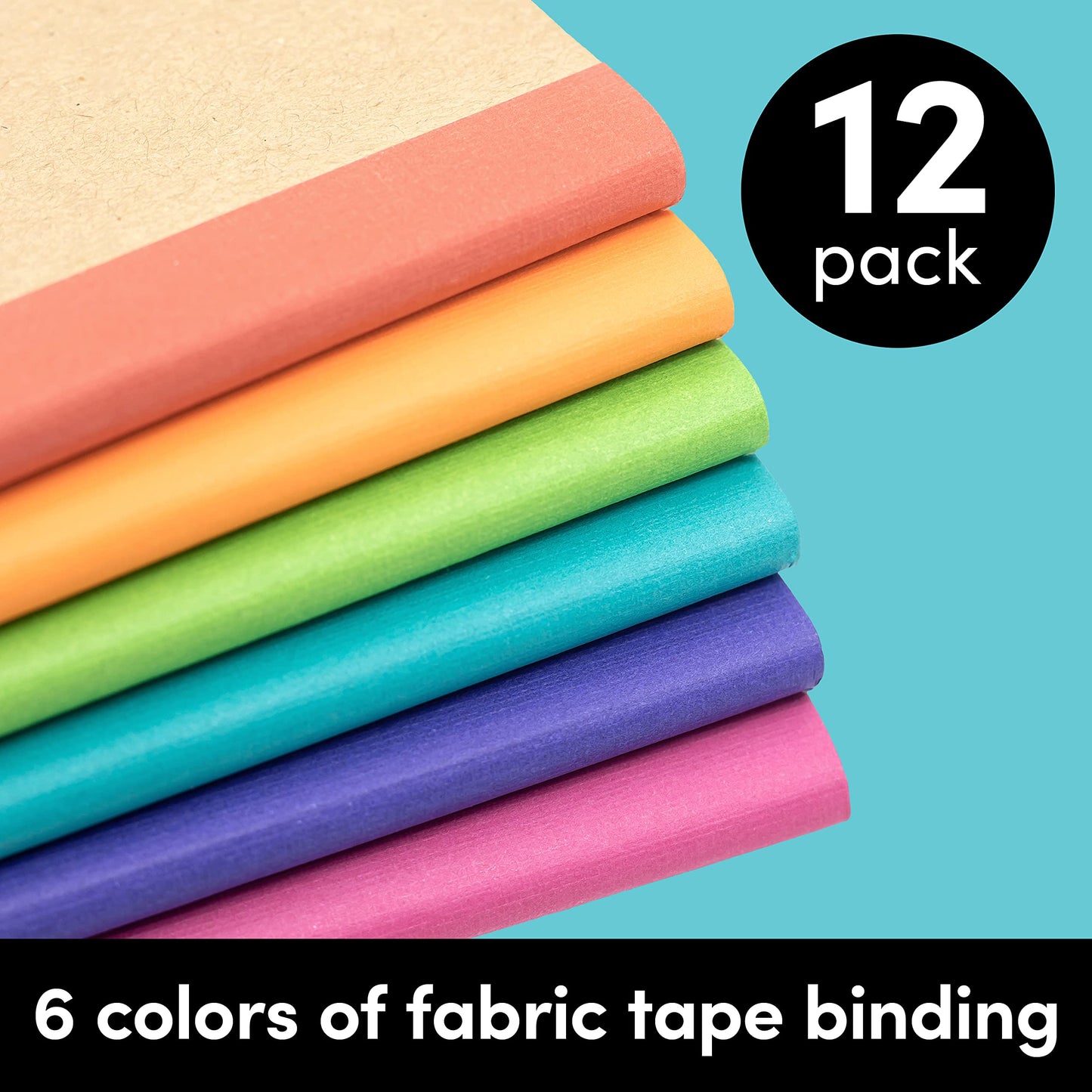 PAPERAGE 12-Pack Composition Notebook Journals, 120 Pages, Kraft Cover with Rainbow Spines, College Ruled Lined Paper, Small Size (8 in x 5.75 in) – for Home, Office or School Supplies