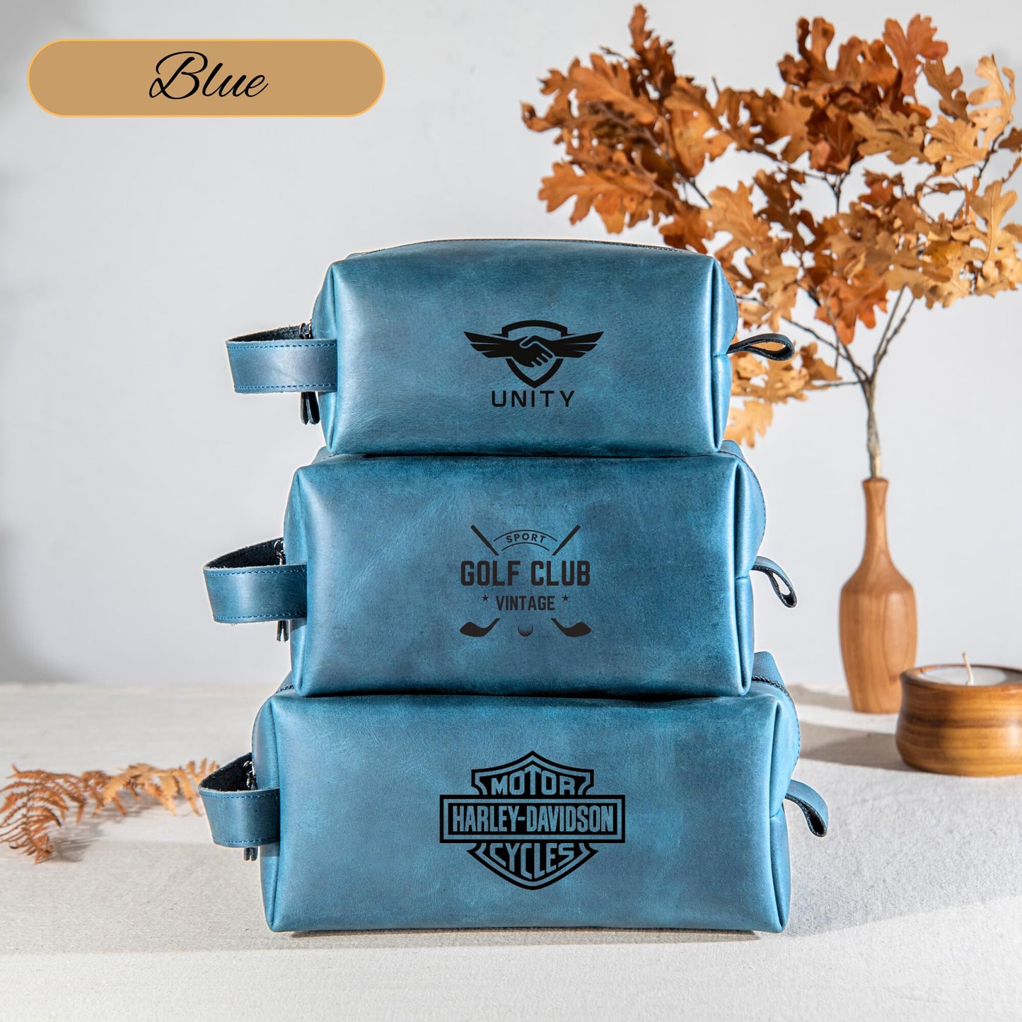 Personalized Handcrafted Leather Toiletry Bag for Men, Custom Shaving, Travel Dopp Kit, Grandpa, Dad, Husband, Father, Him, Boyfriend, Groomsmen, Birthday, Wedding, Graduation, Retirement Gifts