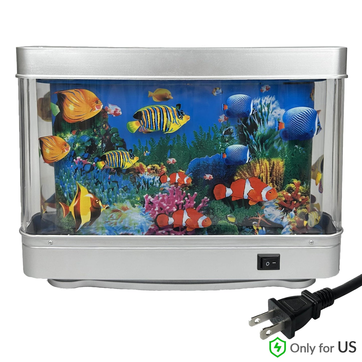 Tokenkuko Fake Motion Fish Tank Mini Aquarium, Artificial Tropical Decorative Lamp Night Light with Moving Fish, Gift for Family(US Plug)