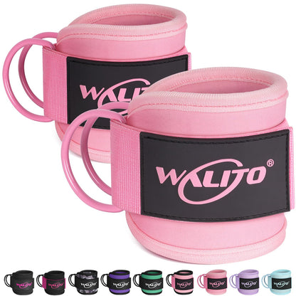 WALITO Gym Ankle Straps for Cable Machines Women & Men - Glute Kickback Ankle Cuff, Adjustable Cable Machine Accessories for Leg Extensions, Hip Abductors & Lower Body Workouts (Pair-Macaron Pink)