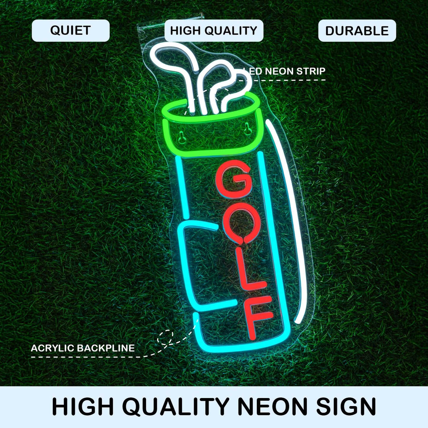 Horseneon Golf Neon Sign for Wall Decor, Golf Neon Led Sign, Creative Neon Lights Signs with USB Powered for Golf Club, Backdrop Lights, Wall Hanging Decor