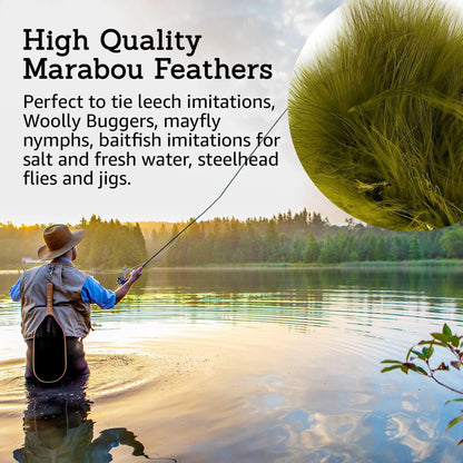 Creative Angler Strung Marabou Bird Feathers for Tying Fly Fishing Flies - Fly Tying Accessories - Perfect Choice for Tail & Wings and Easy to Tie On The Lure - Approximately 0.3 Ounces (White)