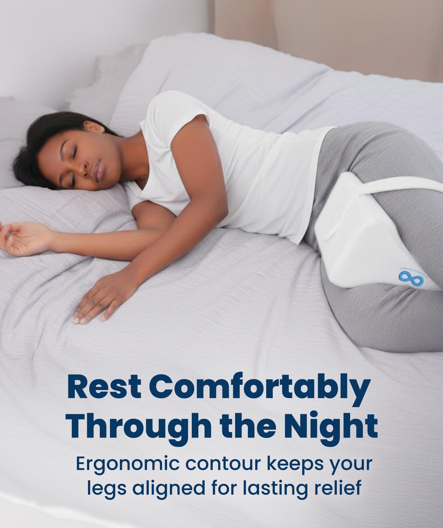 Everlasting Comfort Memory Foam Knee Pillow for Side Sleepers – Sciatica Pain Relief Pillow, Removable Strap Support – Leg Pillows for Sleeping Alignment, Knees, Back & Hip Cushion