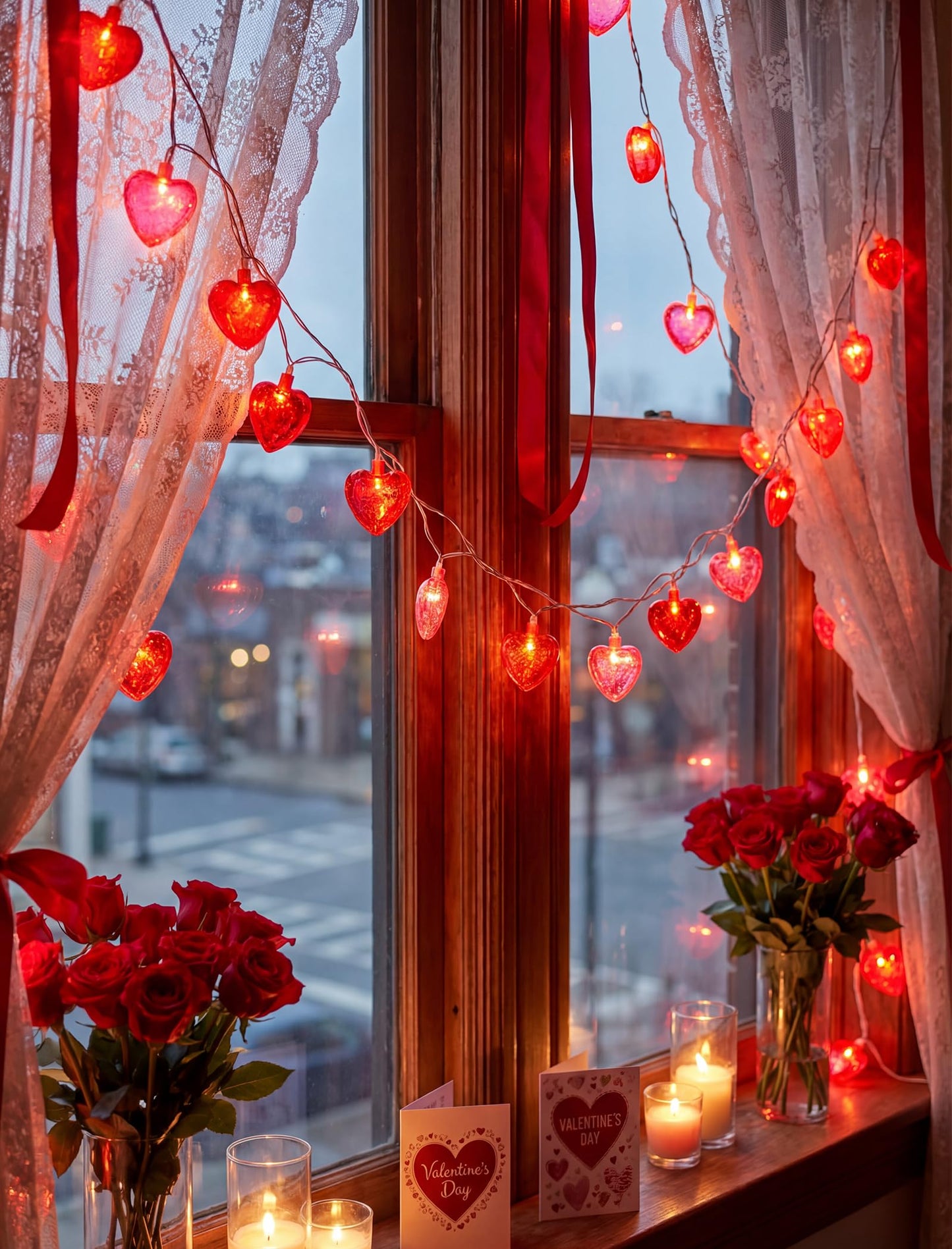 GOOTHY Heart String Lights, 8.5Ft Valentine's Day Decorations String Lights with 10 Pink and Red Heart Lights, Plug in Heart Fairy Lights for Bedroom Home Wedding Indoor Outdoor Valentine's Day Decor