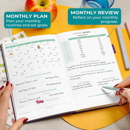 Clever Fox Fitness Journal - Guided Daily Workout & Meal Tracker for Weight Loss | Purple