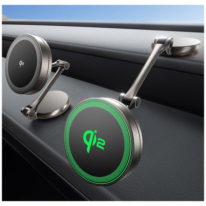 THREEKEY Qi2 Certified MagSafe Car Mount Charger,Car Wireless Charger,15W Magnetic Charger Fast Charging,Retractable Phone Holder with 360°Rotation,Car Mount for iPhone17-12&Galaxy S25 Ultra