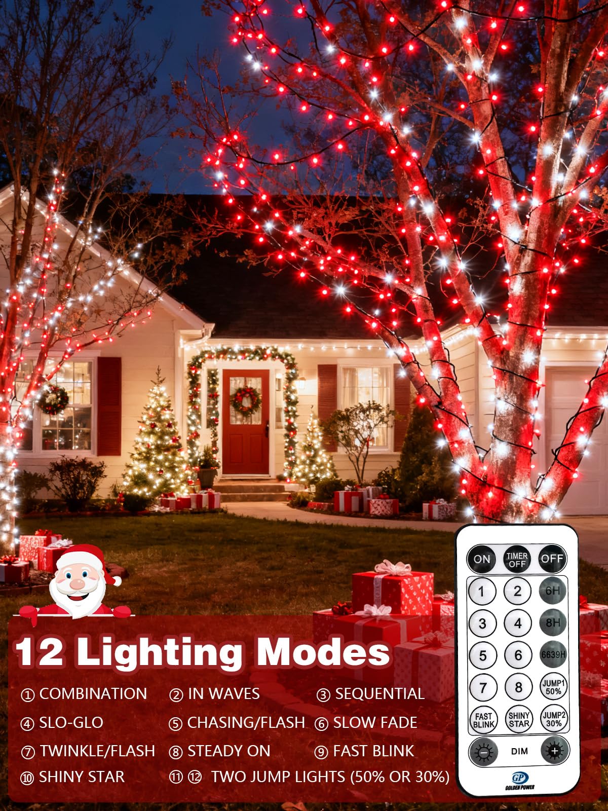 Voice Controlled Christmas Lights with Remote, 99 FT 300 LED String Lights Indoor Outdoor with 12 Modes 3 Timers, Dimmable Twinkle Light Plug in Waterproof for Xmas Tree Party Decor, Red and White
