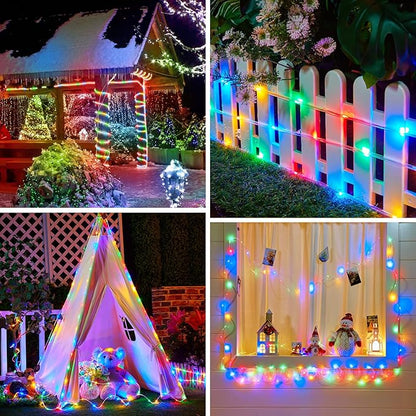 Brightown Solar String Lights Outdoor 2 Pack 72 Feet 200 LED Waterproof Solar Powered String Lights with 8 Lighting Modes, Waterproof Solar Rope Lights for Outside Christmas Party, Multicolor