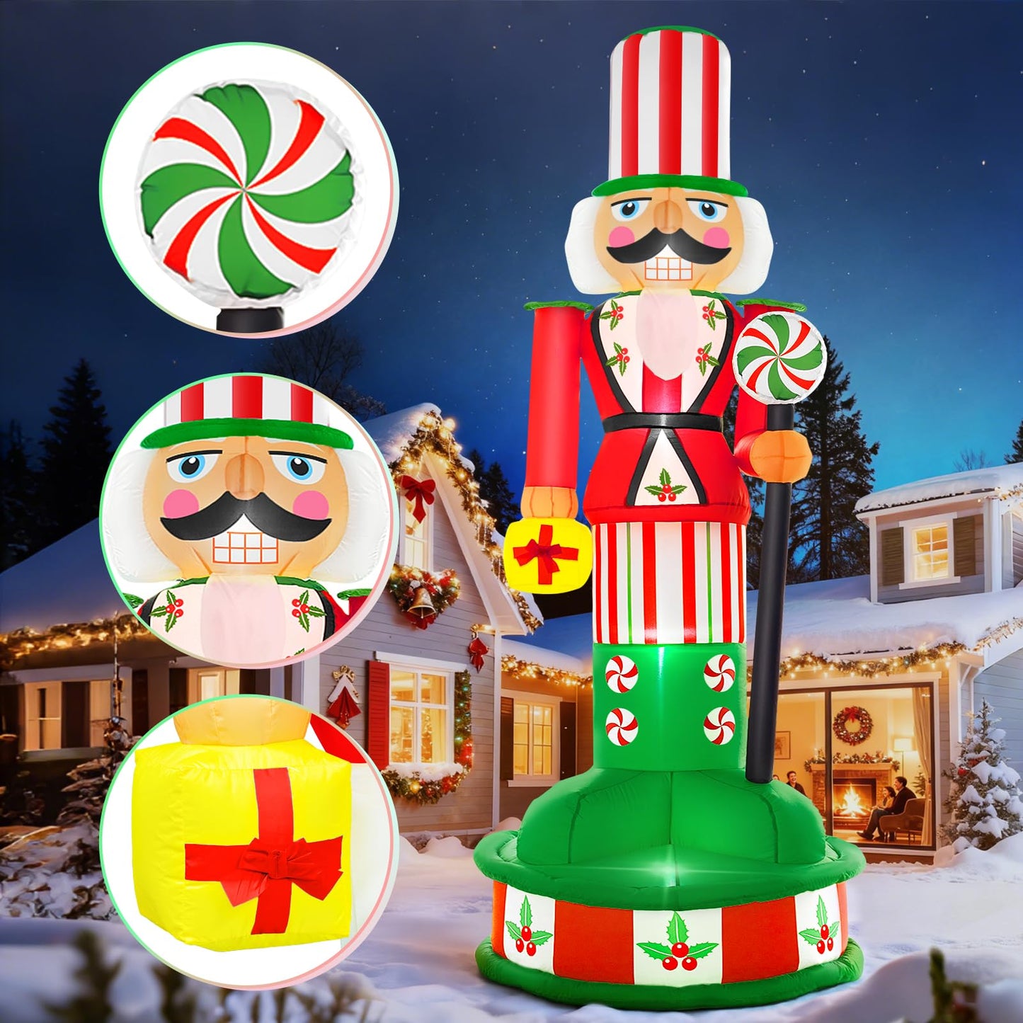 Spinosaurus 8FT Christmas Inflatable Outdoor Decoration Inflatable Nutcracker Blow Up Nutcracker Decor with Lights for Yard Lawn Garden