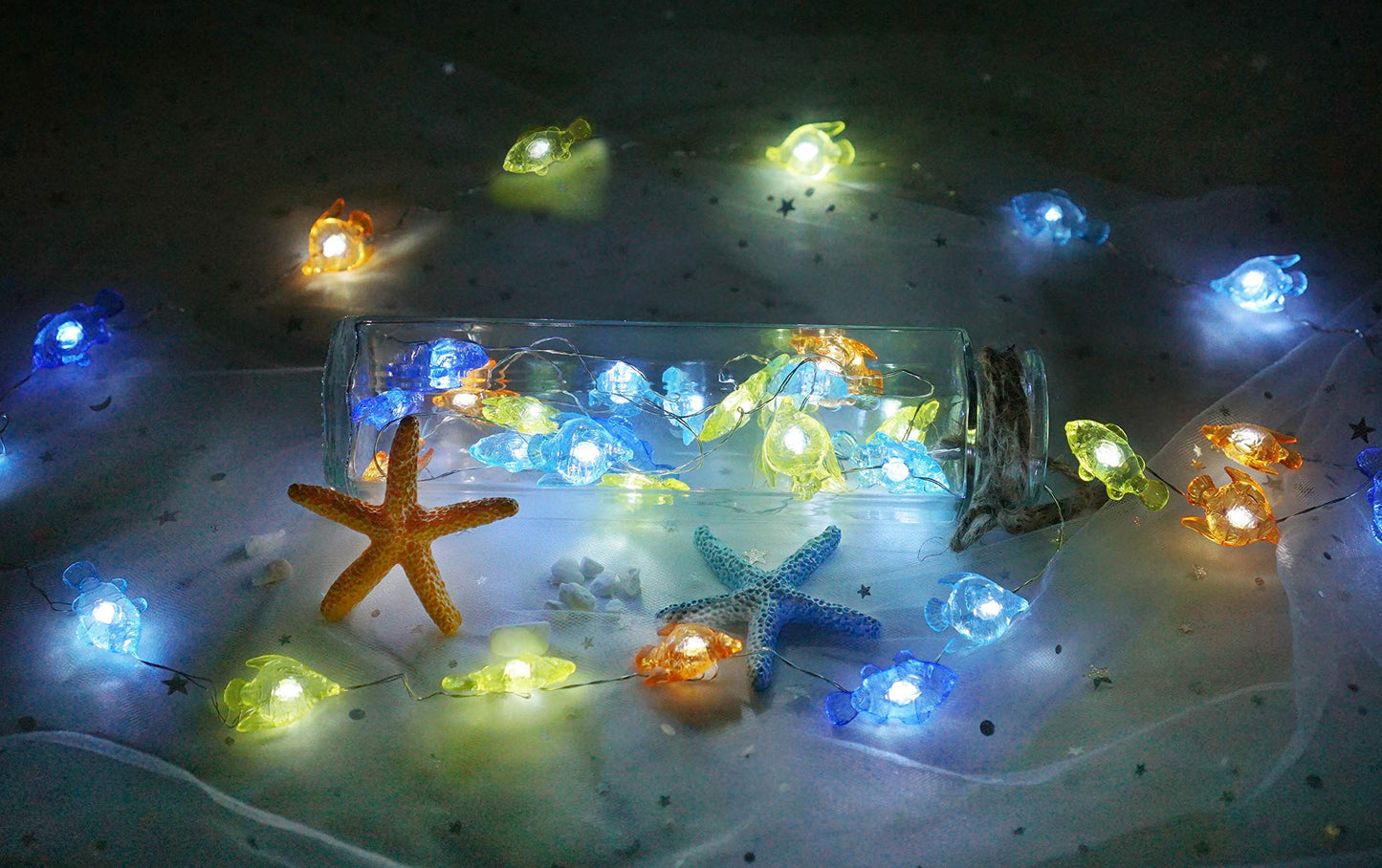 Cynzia Beach Ocean Fishes String Light, 40LED Decoration Lights USB Plug in with 8 Modes Remote Control, Waterproof Fairy Lights for Bedroom Party Outdoor Wedding Holiday Christmas