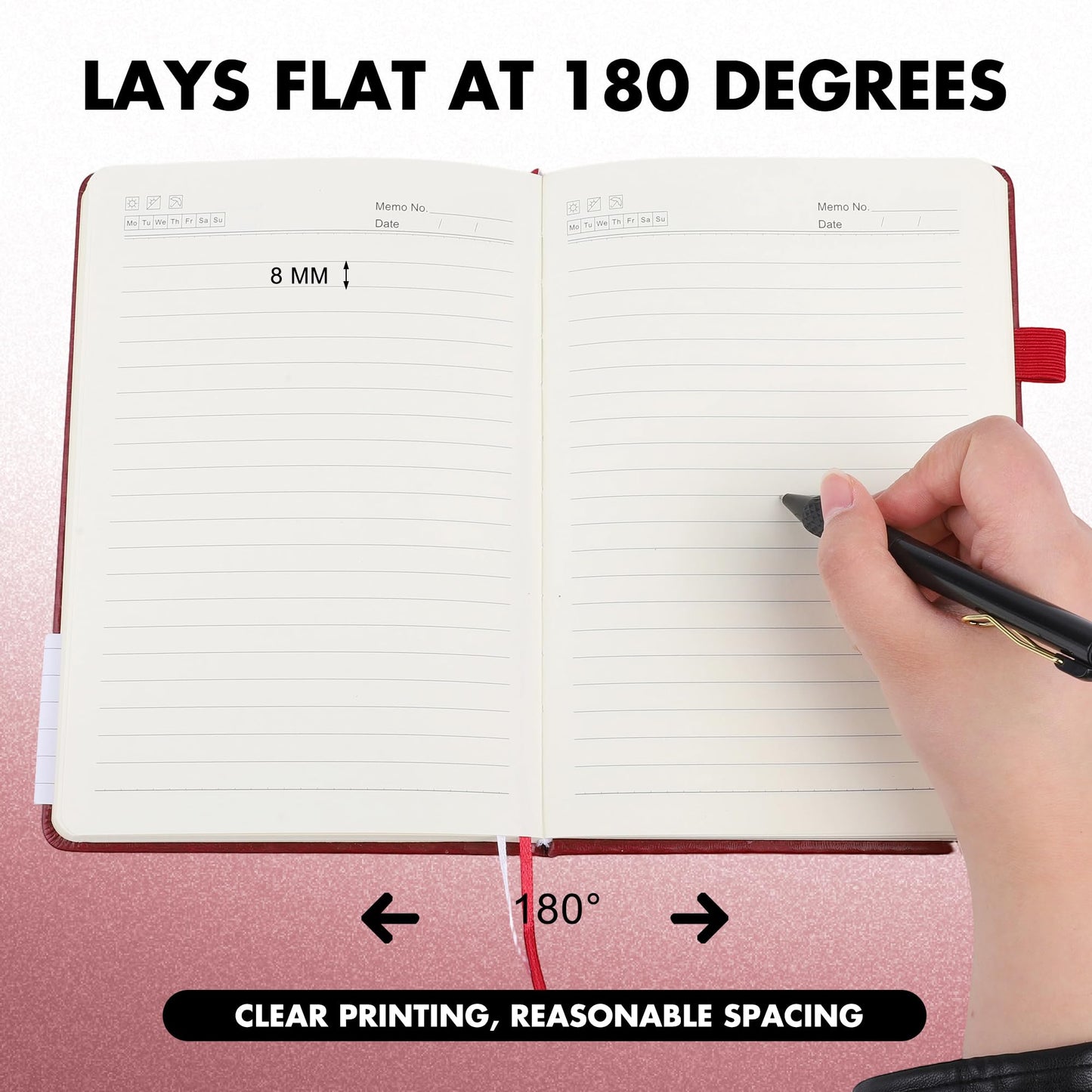 Aodaer 30 Set Lined Notebook Journals with Pens A5 Notebooks 100 GSM College Ruled Hardcover Notebook PU Leather Notepad with Pen Holder for Office School, 5.7 x 8.3 Inches, Burgundy