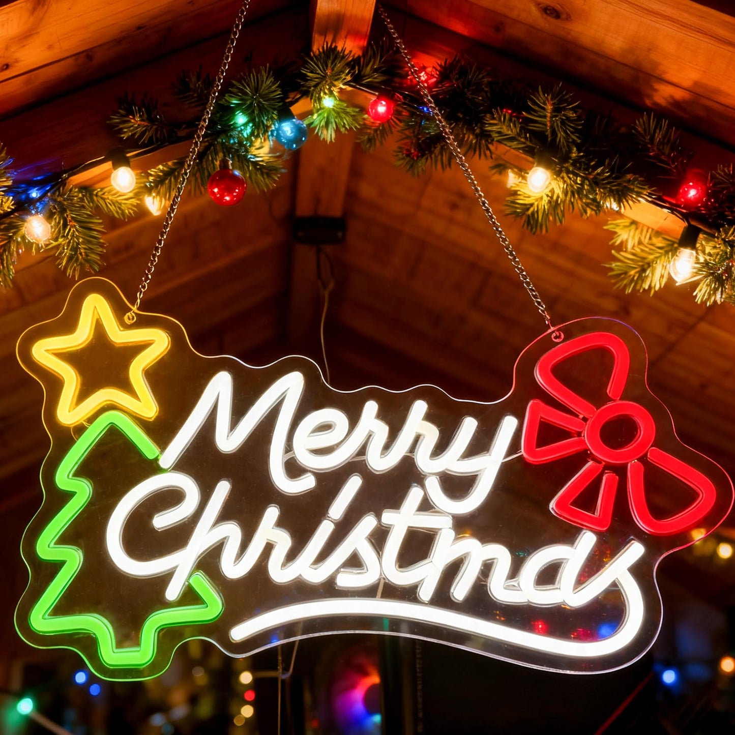 RumonZS Merry Christmas Neon Sign Dimmable Christmas Neon Lights Xmas Wall Decor USB Powered Led Lights Xmas Party Bar Pub Club Winter Holiday Home Living Window Bedroom Festival Gift Decorations