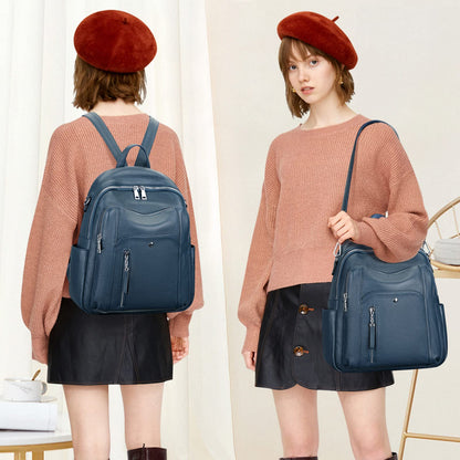 ALTOSY Fashion Genuine Leather Backpack Purse for Women Shoulder Bag Casual Daypack Medium(S9 Indigo Blue)