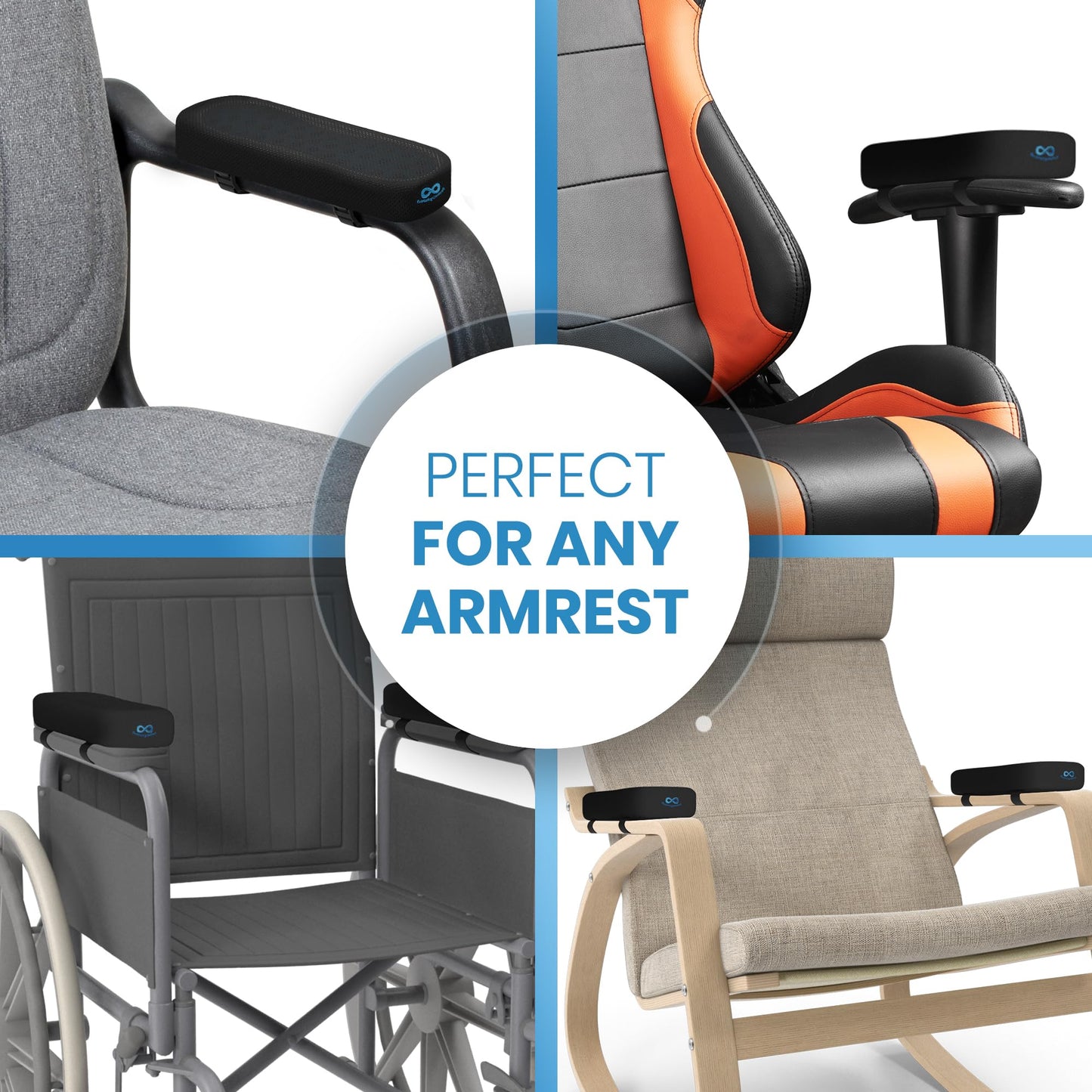 Elevate Series by Everlasting Comfort Office Chair & Wheelchair Arm Pads - Memory Foam ArmRest Covers for Desk, Gaming Chair, Arm Pillow Seat Cover Cushions & Protectors to Relieve Pressure for Elbows