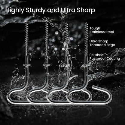 Pristis Ice Anchor Tool Kit, Ice Fishing Tent Stakes Nails with Drill Adapter, Stainless Steel Augers Accessories Set, Threaded Gear Equipment with Protective Bag for Setting Up Camping Shelter Shanty