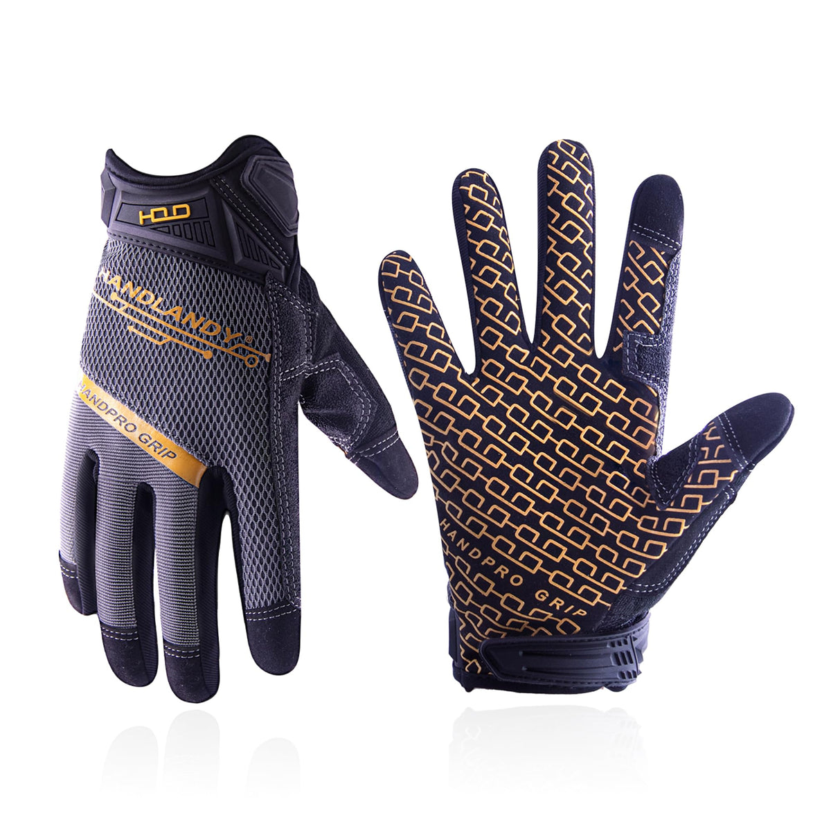 HANDLANDY Work Gloves with Grip for Men & Women, Mechanic Working Gloves Touchscreen, Flexible & Breathable Thin Work Gloves (Large, Grey)