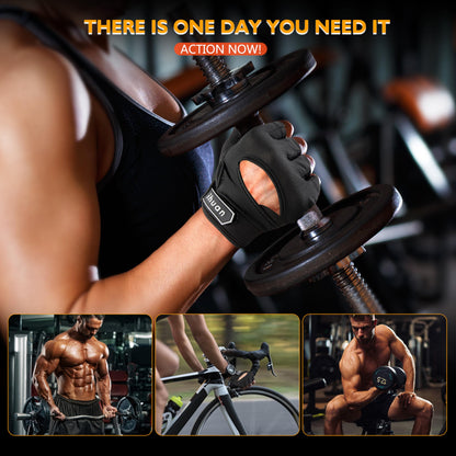 ihuan New Breathable Workout Gloves for Women & Men - No More Sweaty & Full Palm Protection Gym Exercise, Cycling， Fitness, Weightlifting, Pull-ups, Deadlifting, Rowing