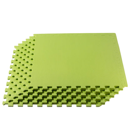 We Sell Mats 3/8 Inch Thick Multipurpose Exercise Floor Mat with EVA Foam, Interlocking Tiles, Anti-Fatigue for Home, or Gym, Lime Green, 24 Sq Ft