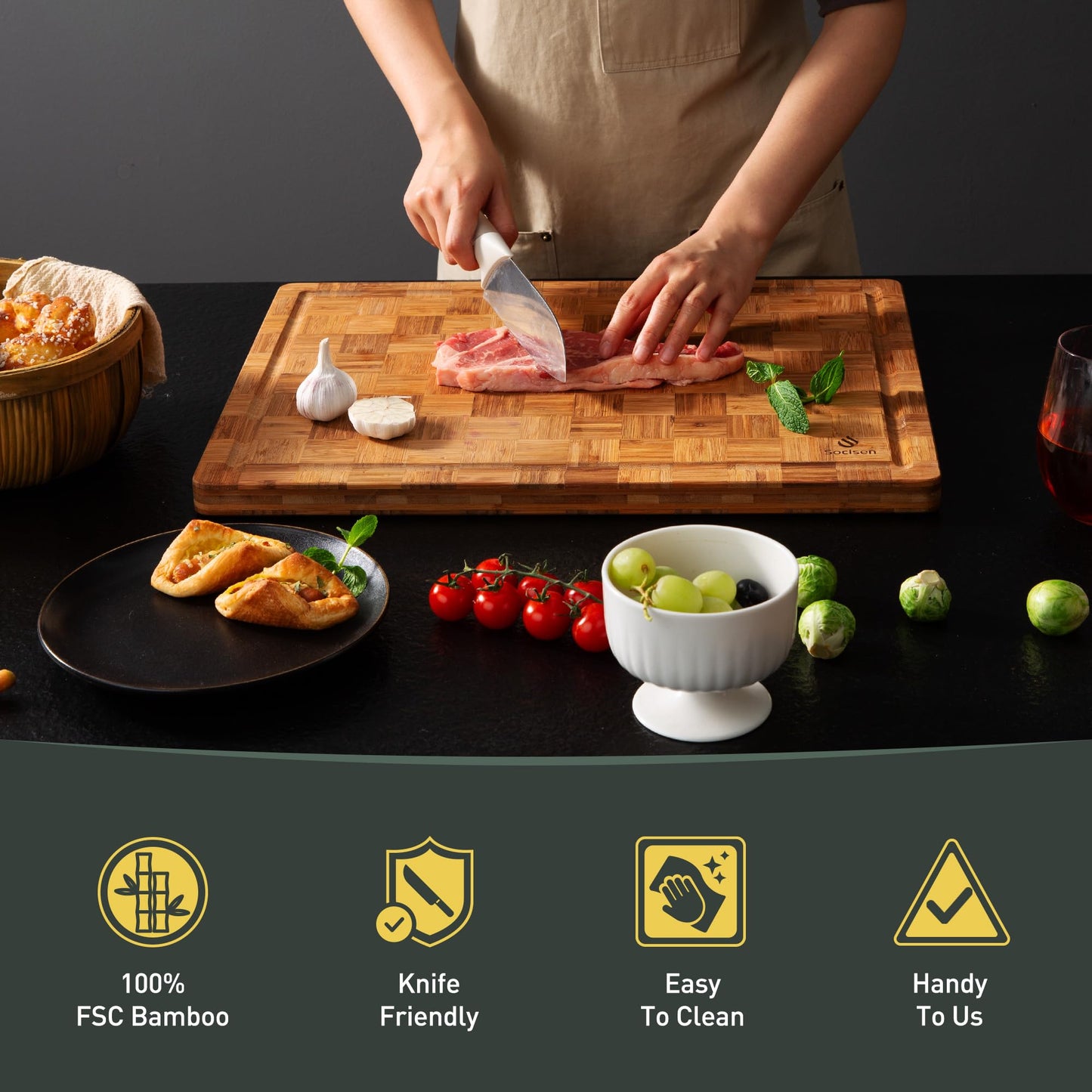 Bamboo Cutting Boards Non Toxic Wood Wooden Cutting Board for Kitchen Non Slip Christmas Xmas Birthday Law Step Stepmom Stepmother Have Everything Good Unique Useful Present