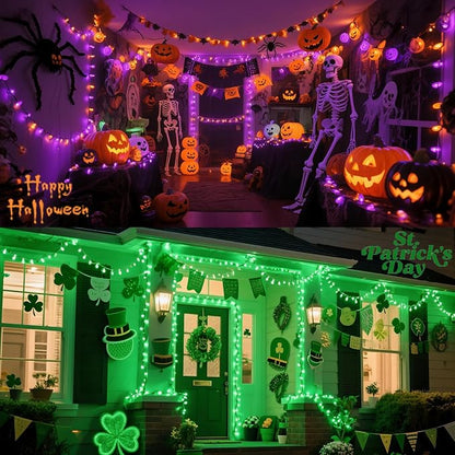 Pink String Lights Battery Powered, 2 Pack Total 66.6 FT 200 LED Christmas String Lights Indoor Outdoor Decoration, Twinkle Fairy Light for Halloween Party Garden Classroom Dorm Decor