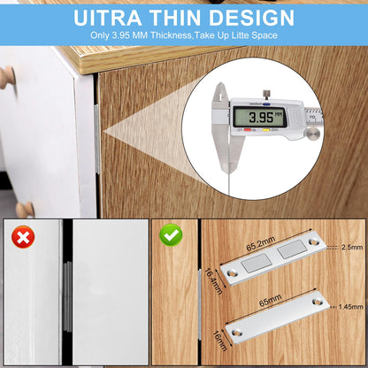 Romon Magnetic Catch Magnets for Cabinet Doors, Pack of 2 Ultra Thin Door Magnets Cupboard Magnets Strong Door Closer Double Magnets Drawers Wardrobe Magnetic Closure for Furniture Cabinet Door