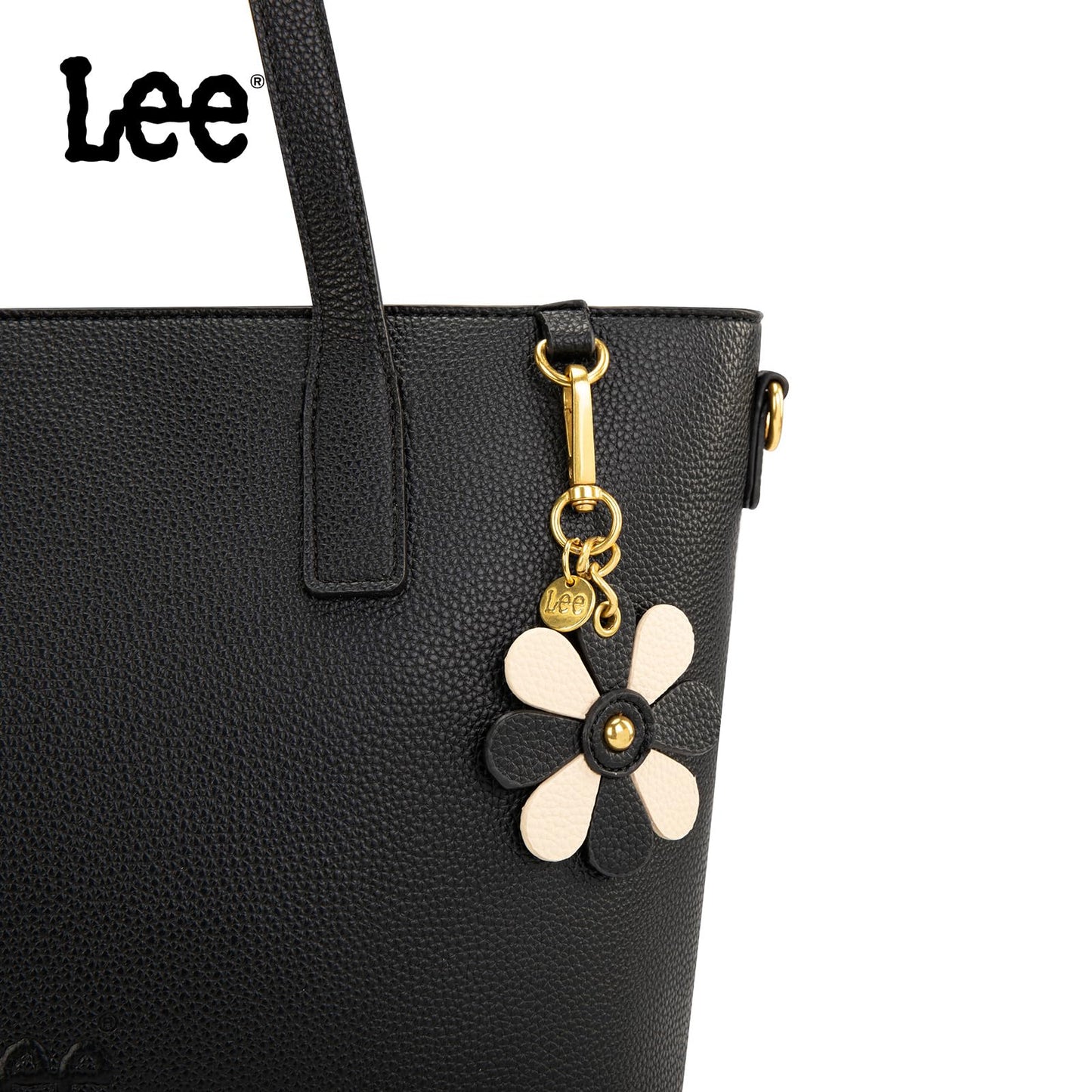 Lee Tote Bag for Women, Soft Vegan Leather Shoulder Bag with Adjustable Detachable Crossbody Strap, Work Handbag for Commute Travel LEE70-002BK