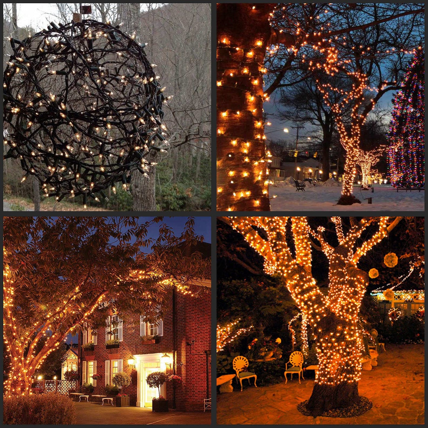YULETIME 200 Warm White Christmas Lights, 2-Set 33 ft 100 LED Black Wire