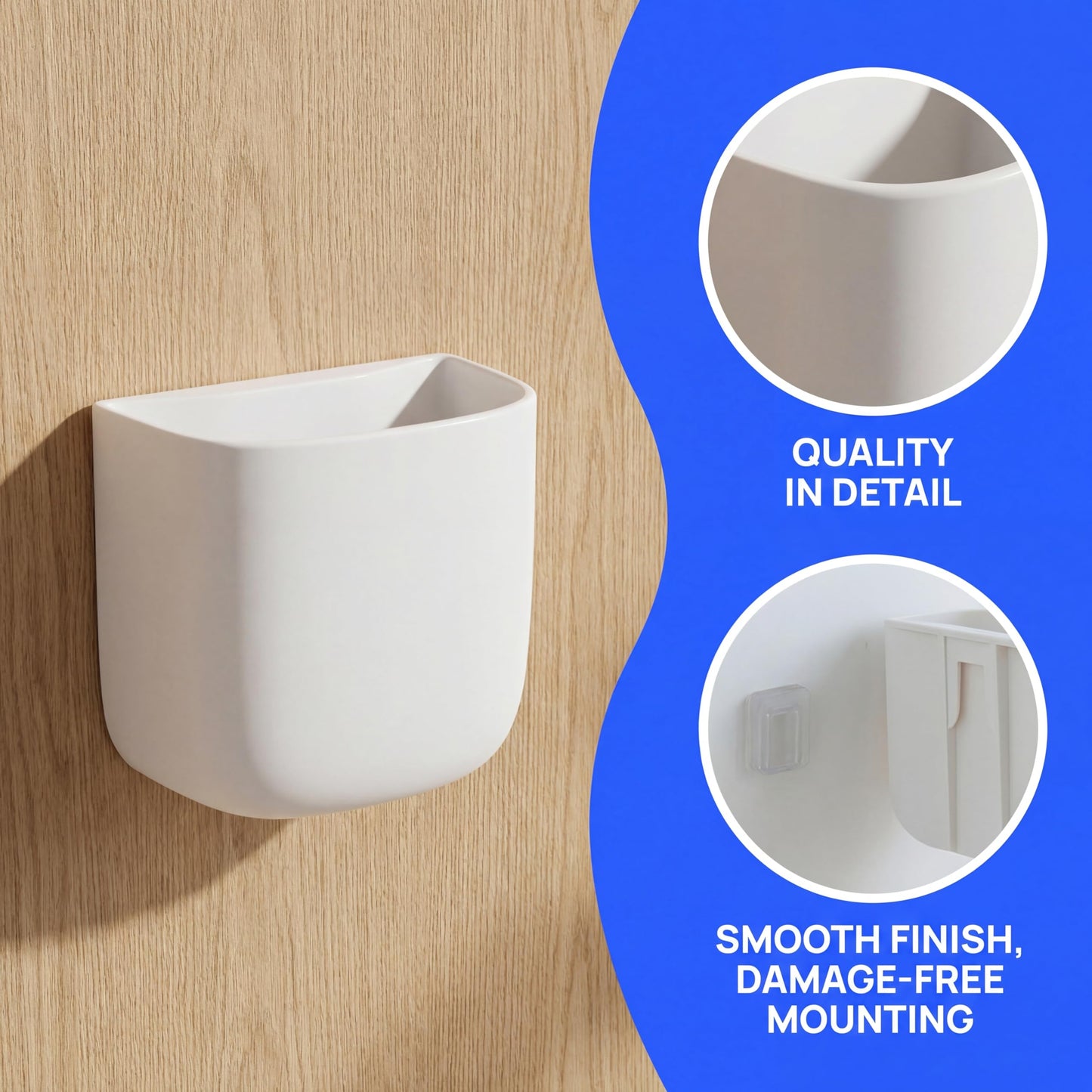 JDYOOMI Pencil Holder - Self-Adhesive Wall Mount Pen Cup,Marker Pot,Writing Utensil Storage Organizer for Fridge,Locker,Whiteboard,home and office - White - 2Pcs/Set