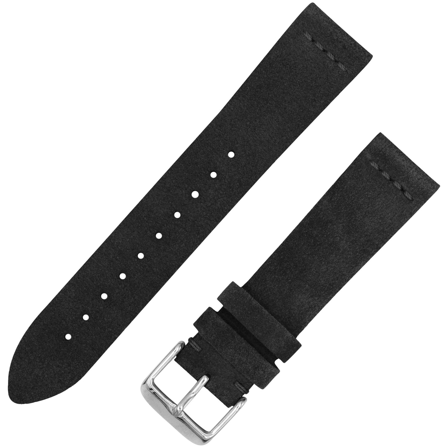 Benchmark Basics Black 18mm Suede Watch Strap - Vintage Leather Watch Band for Men & Women - Compatible with Regular & Smart Watches